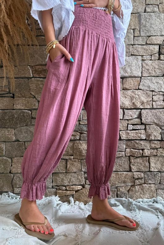 Sundaze Cheesecloth Bloomer Pant Indian Pink